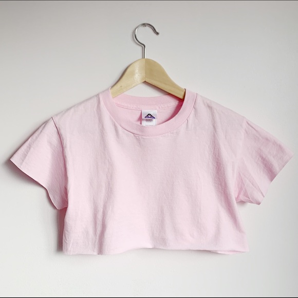Tops - super high crop baby doll pastel pink crewneck